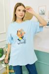 155446 Oversize Baskili Kisa Kol Tshirt